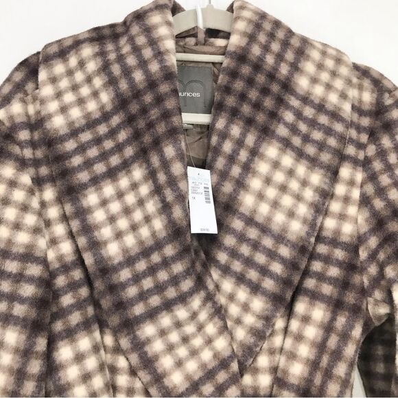 Maurices Brown Cream Plaid Drape Wrap Jacket NEW - Picture 2 of 16